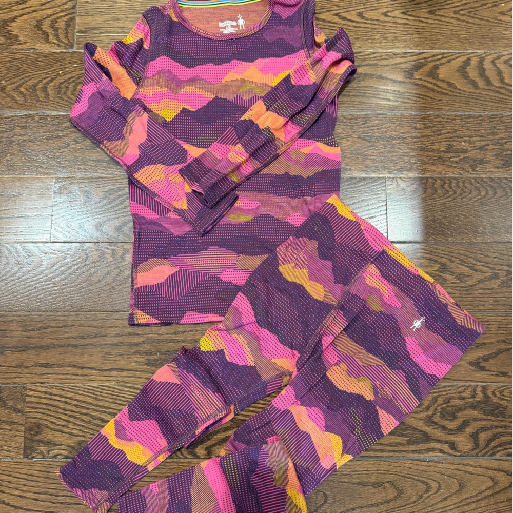 Smartwool Purple and Pink Patterned Long Sleeve Crop Top